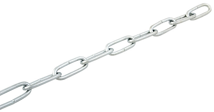 Langlenket kjetting 4 mm x 2 meter